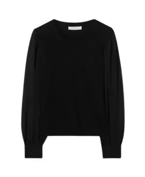 Шифоновый топ из мериносовой шерсти Busnel, черный