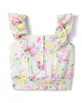 Шифоновый топ Janie and Jack с цветочным принтом и присборенной талией, мультиколор