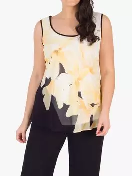 Шифоновый топ-комбинация с цветочным принтом chesca, черный/желтый/слоновая кость