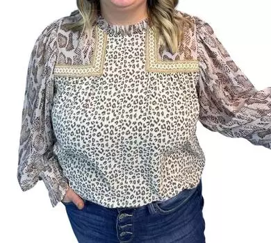 Шифоновый топ Poet с длинными рукавами и принтом животных Jodifl, цвет animal print