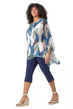 Шифоновый топ с абстрактным наложением Curve Roman, синий