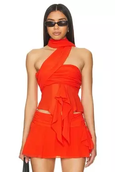 Шифоновый топ с запахом Guizio, цвет poppy