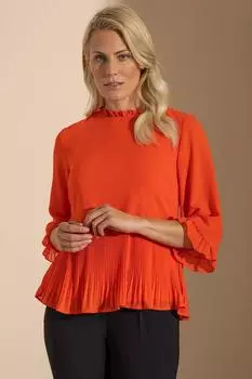 Шифоновый топ со складками по подолу Klass., красный