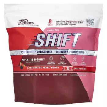 Shift, ягодная смесь с кофеином, 30 пакетов по 0,26 унции (7,3 г) каждый Real Ketones