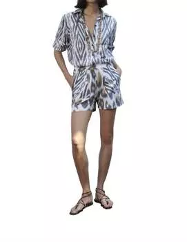 Шикарная рубашка в бело-черном геометрическом стиле Punicana