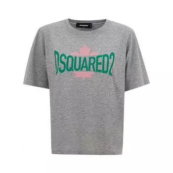 Шикарная серая хлопковая футболка для современной женщины Dsquared2