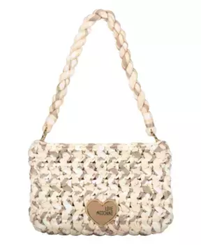 Шикарная сумка на плечо связанная крючком. Love Moschino, бежевый