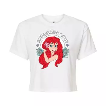 Шикарная укороченная футболка Disney's The Little Mermaid для юниоров Licensed Character, белый