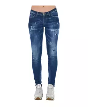 Шикарные джинсы скинни из потертого денима Frankie Morello, синий