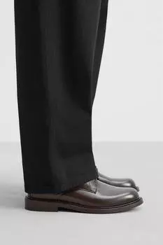 Шикарные кожаные туфли ZARA, коричневый