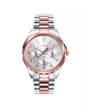 Шикарные многофункциональные женские часы из двухцветной стали Viceroy, розовый