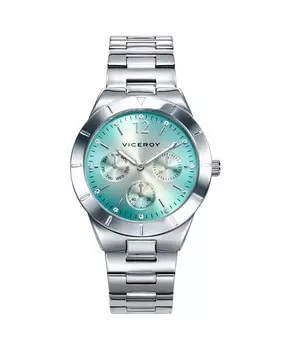 Шикарные многофункциональные женские часы из стали и синего циферблата Viceroy, серебро