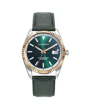 Шикарные мужские часы со стальным корпусом и зеленым нейлоновым ремешком Viceroy, зеленый