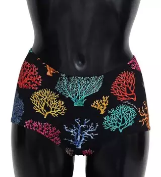 Шикарные плавки бикини с завышенной талией и коралловым принтом Dolce & Gabbana, черный