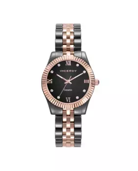 Шикарные женские часы из керамики и стали Ip, розовый корпус и браслет Viceroy, черный