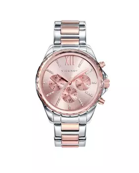 Шикарные женские часы из стали с цирконами Viceroy, розовый