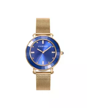 Шикарные женские часы с корпусом из миланской стали и золотой сеткой IP Viceroy, золотой