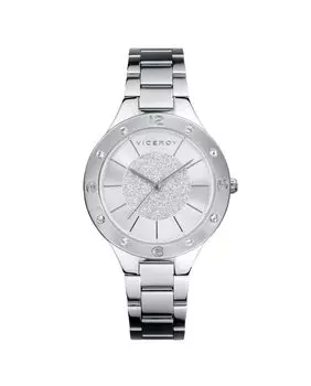 Шикарные женские часы с тремя стальными стрелками и серебряным циферблатом Viceroy, серебро