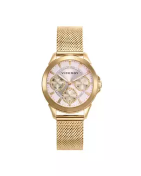 Шикарные женские часы с золотым корпусом и браслетом из стали Ip Viceroy, золотой