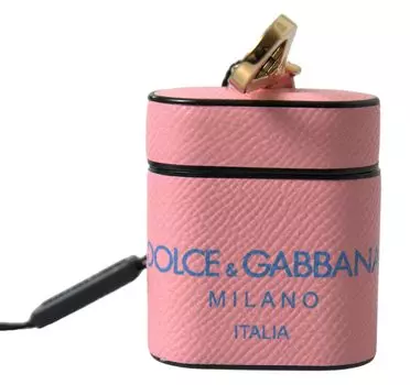Шикарный чехол для Airpods из телячьей кожи розового цвета Dolce & Gabbana