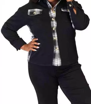 Шикарный клетчатый пиджак с заниженными плечами черного цвета Double Take