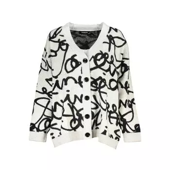 Шикарный контрастный кардиган с V-образным вырезом Desigual, белый