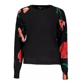Шикарный контрастный свитер с круглым вырезом Desigual, черный