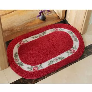 Шикарный коврик для ванной овальной формы с цветами роз, напольный коврик для дома, ковер, полиэстер, красный, 40 60 см ele eleoption