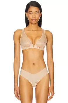Шикарный кружевной бюстгальтер с косточками и глубоким вырезом Commando, beige