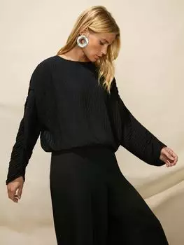 Шикарный плиссированный топ Ro&Zo, черный