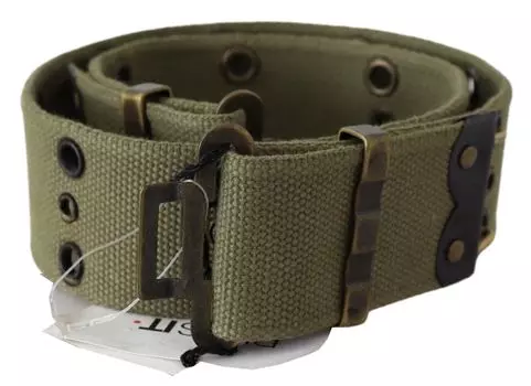 Шикарный поясной ремень из хлопка армейского зеленого цвета Ermanno Scervino, темно-зеленый