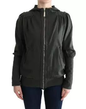 Шикарный серый хлопковый свитер с застежкой-молнией Exte