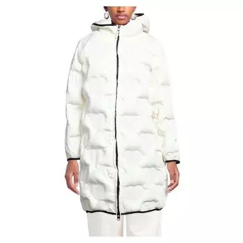 Шикарный стеганый длинный пуховик Heart LOVE MOSCHINO, белый