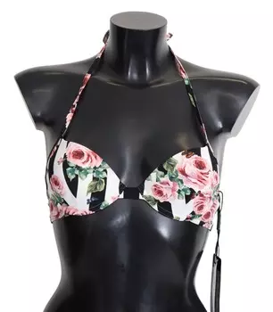Шикарный топ бикини с принтом роз для элегантных пляжных дней Dolce & Gabbana, мультиколор