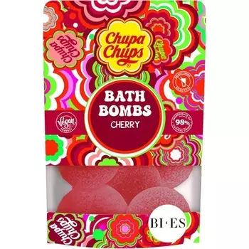 Шипучие бомбочки для ванны Chupa Chups 6 шт. с ароматом вишни, веганские и натуральные Emmexx