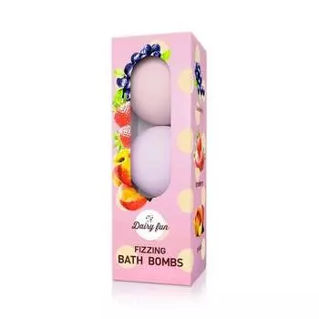 Шипучие бомбочки для ванны клубника, черника, персик, 3 шт. Dairy Fun
