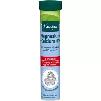 Шипучие таблетки Магний Кальций D3 для нервов, мышц и костей 20 таблеток, Kneipp