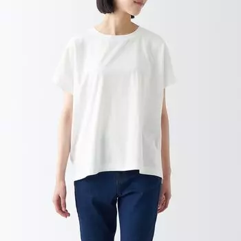 Широкая футболка из неравномерной пряжи MUJI, белый