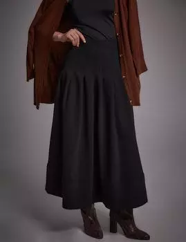 Широкая Юбка Плиссировка Черная Kayra