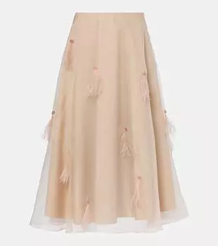 Широкая миди-юбка из шелкового органа Sheer Volumes Dorothee Schumacher, Soft Tan