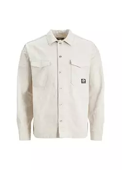 Широкая мужская рубашка кремового цвета 12241925_JCOTWILL EDDIE OVERSHIRT L Jack & Jones, кремовый