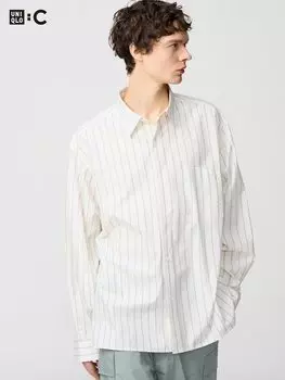 Широкая рубашка оверсайз Uniqlo, бежевый