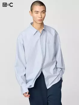 Широкая рубашка оверсайз Uniqlo, синий