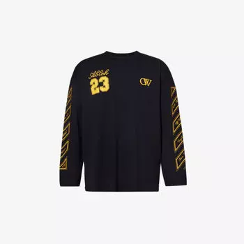Широкая толстовка из хлопкового джерси с графическим принтом Off-White, черный