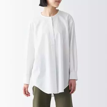 Широкая туника с длинными рукавами, которая легко сохнет MUJI, белый