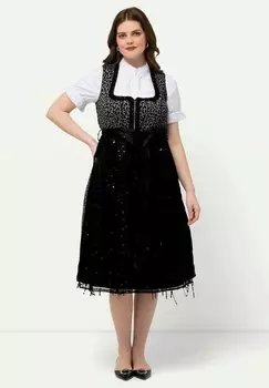 Широкая юбка в сборку LEOPARD PRINT Ulla Popken, черный