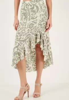 Широкая юбка в сборку REGULAR FIT LELA, оливково-зеленый