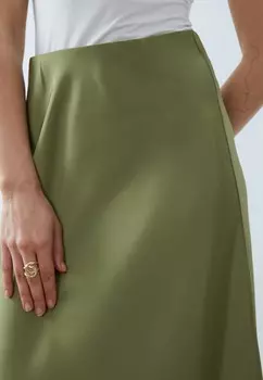 Широкая юбка в сборку SATIN A-LINE SKIRT Anna Field, зеленый