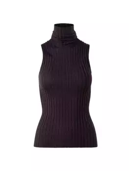 Широкая водолазка без рукавов рельефной вязки Akris, цвет mocca