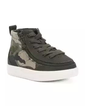 Широкие адаптивные классические высокие кроссовки с камуфляжным принтом (для малышей) Billy, оливковый/белый